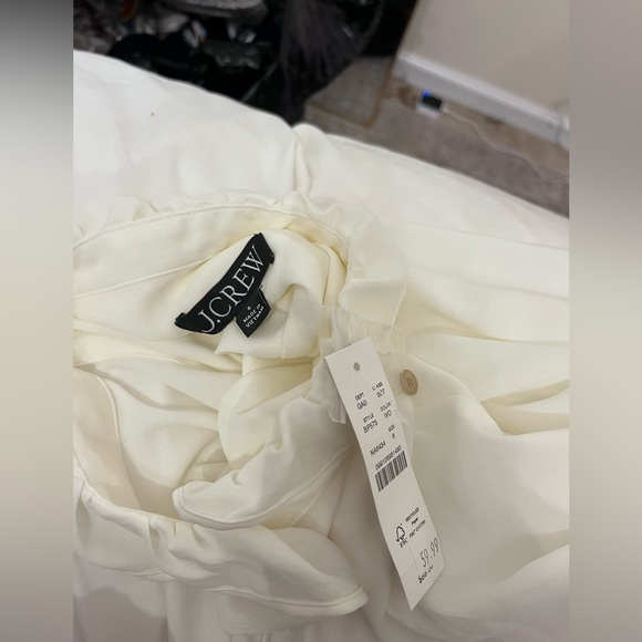 J.crew chiffon cream colored blouse with ruffle - Picture 2 of 4